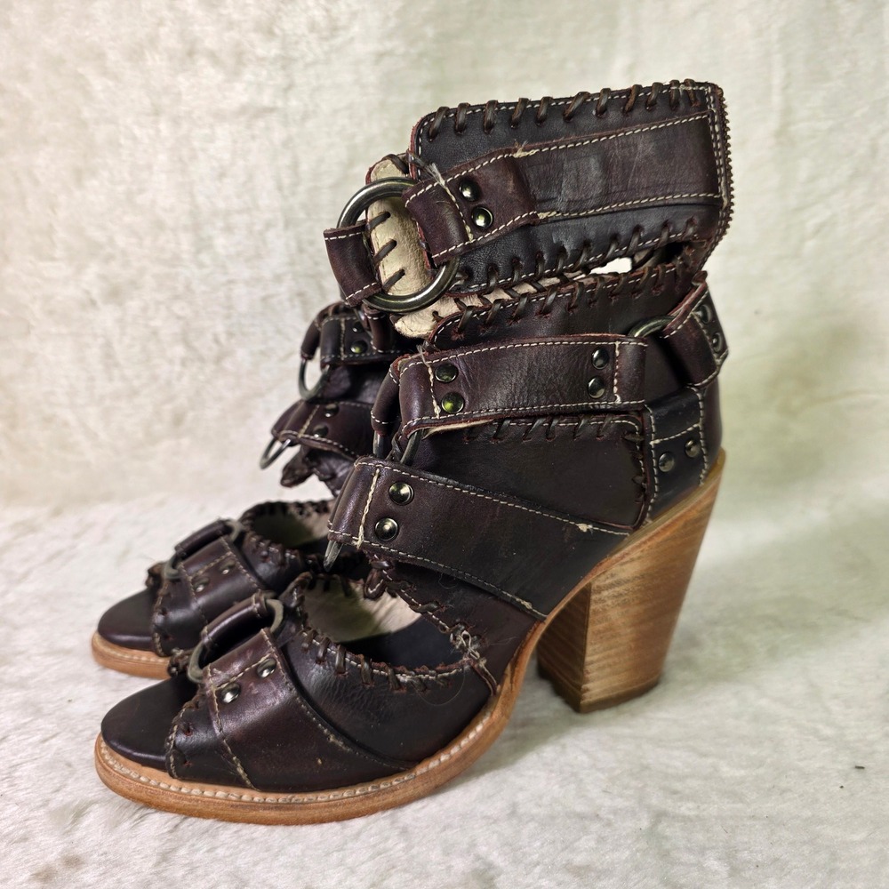 Freebird by Steven Rapture Leather Gladiator Sandals Brown Burgundy Women 9